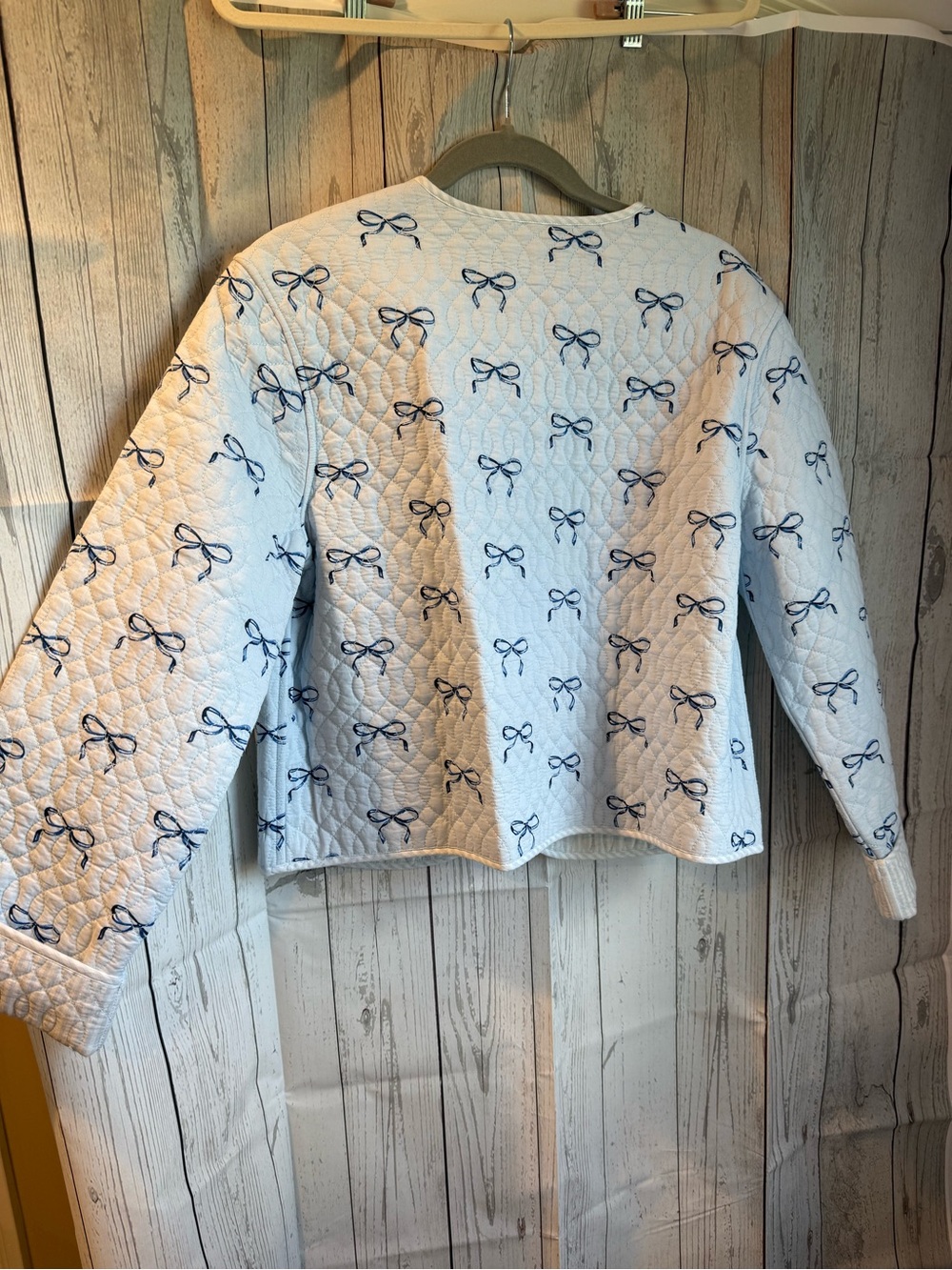 Crown & Ivy Blue Bow Reversible Quilted Jacket Large NWT - Picture 2 of 5